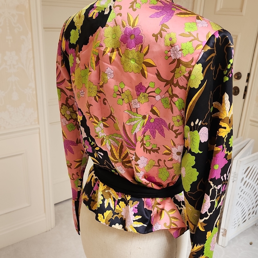 JS Collections Pink and Black Floral Blazer - Picture 2 of 3